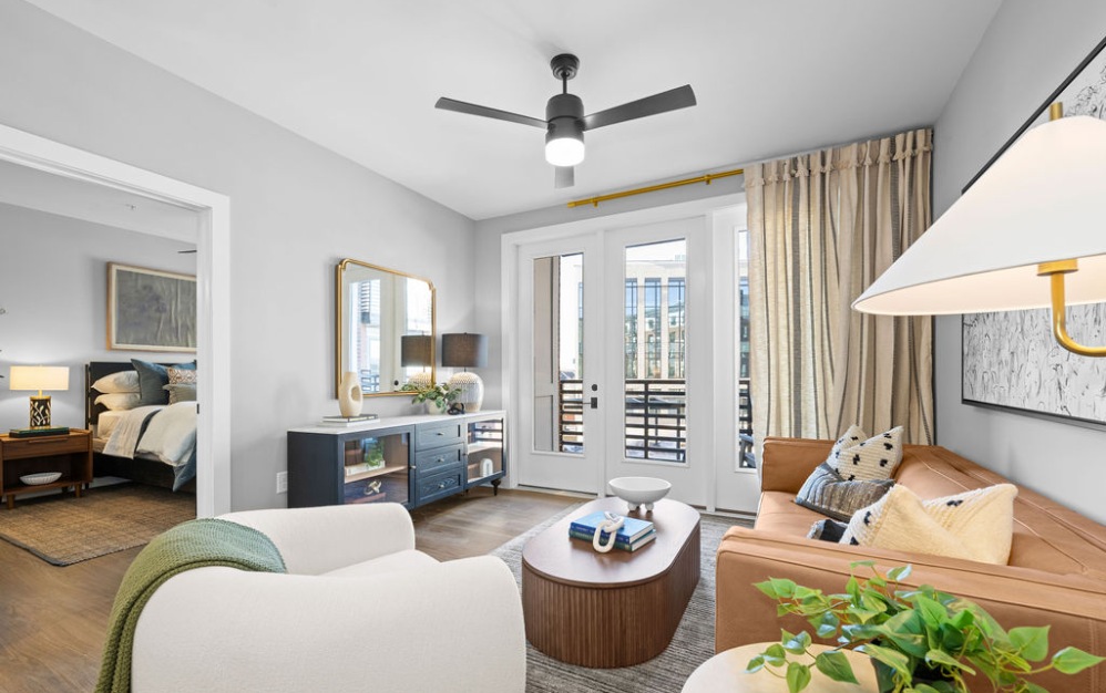 B2 - 2 bedroom floorplan layout with 2 bathrooms and 1115 - 1212 square feet (Floor 2, 3D)